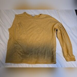 Moa Moa Mustard Ribbed Balloon Sleeve Knit Top